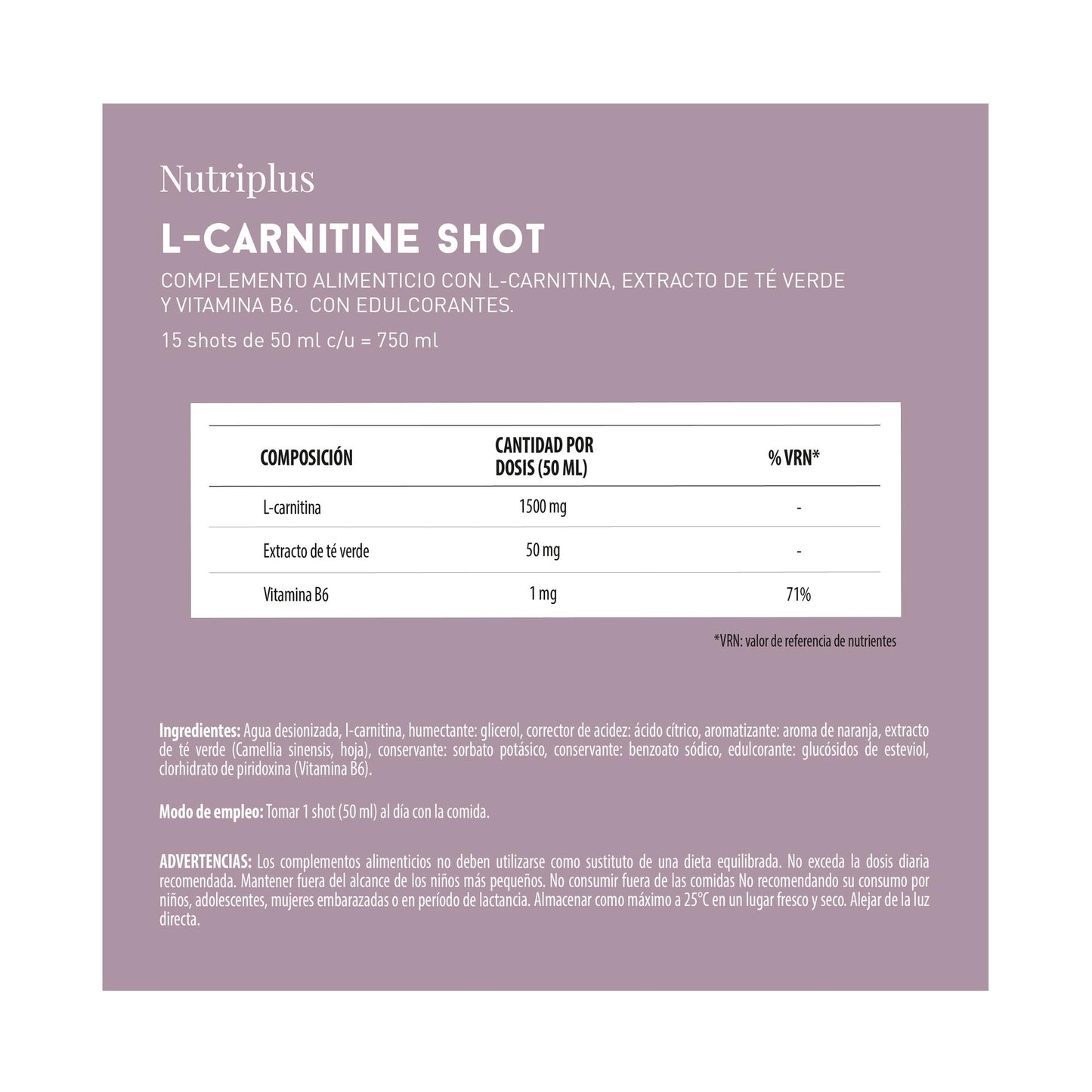 tabla nutriplus l-carnitine