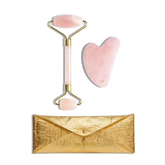 Pack Trío Rodillo de Masaje Facial + Gua Sha + Estuche para Rodillo