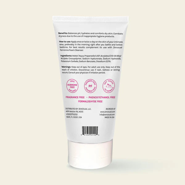 zenzsual gel hidratante femenino con ácido hialurónico back